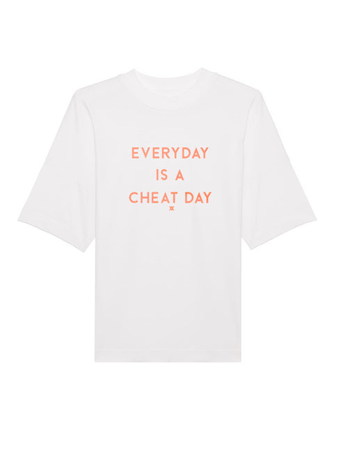 Crewneck T-Shirt Everyday Is A Cheat Day Coral